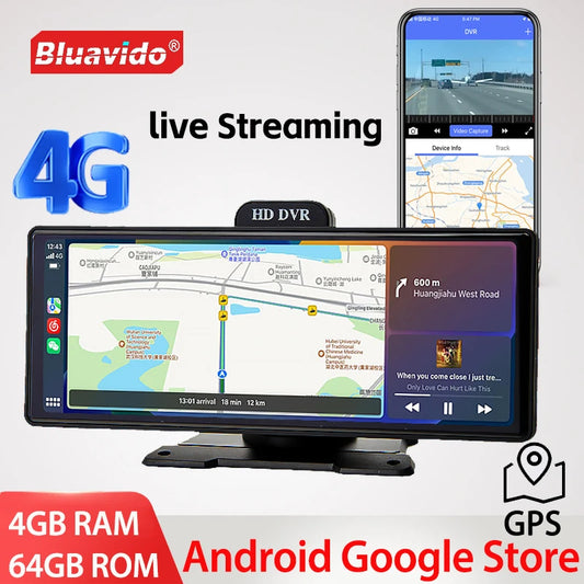 11.26 Inch 4G Dash Cam Rear View Mirror Android GPS FHD 1080P DVR Carplay/Android Auto Live Remote Park Monitor WiFi Bluetooth