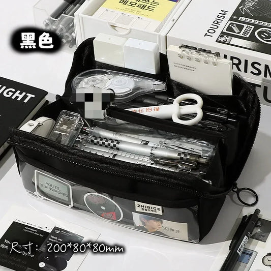 1pc Simplicity 10 Layer Pencil Case Fashion Solid Color Pencil Bag High Capacity Stationery Storage Bag Back To School Student